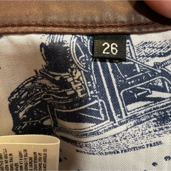 Pilcro and the Letterpress Anthropologie Red Brown Coated Ankle Tie Pants 26” - Picture 8 of 11